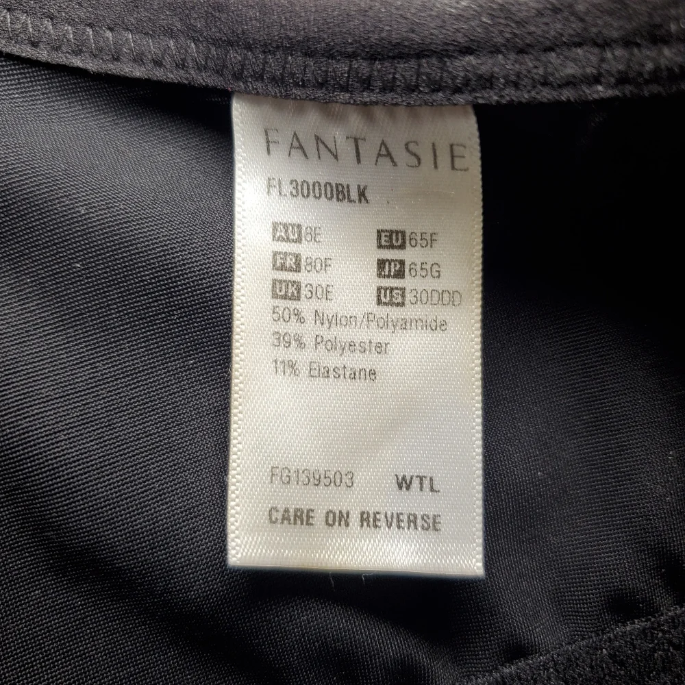 Fantasie bra, tan with black lace overlay, 30DDD - Picture 2 of 2